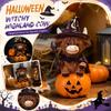 Halloween Witch Cow Resin Figurine with and Pumpkin, Cute Home Decor Ornament for Party