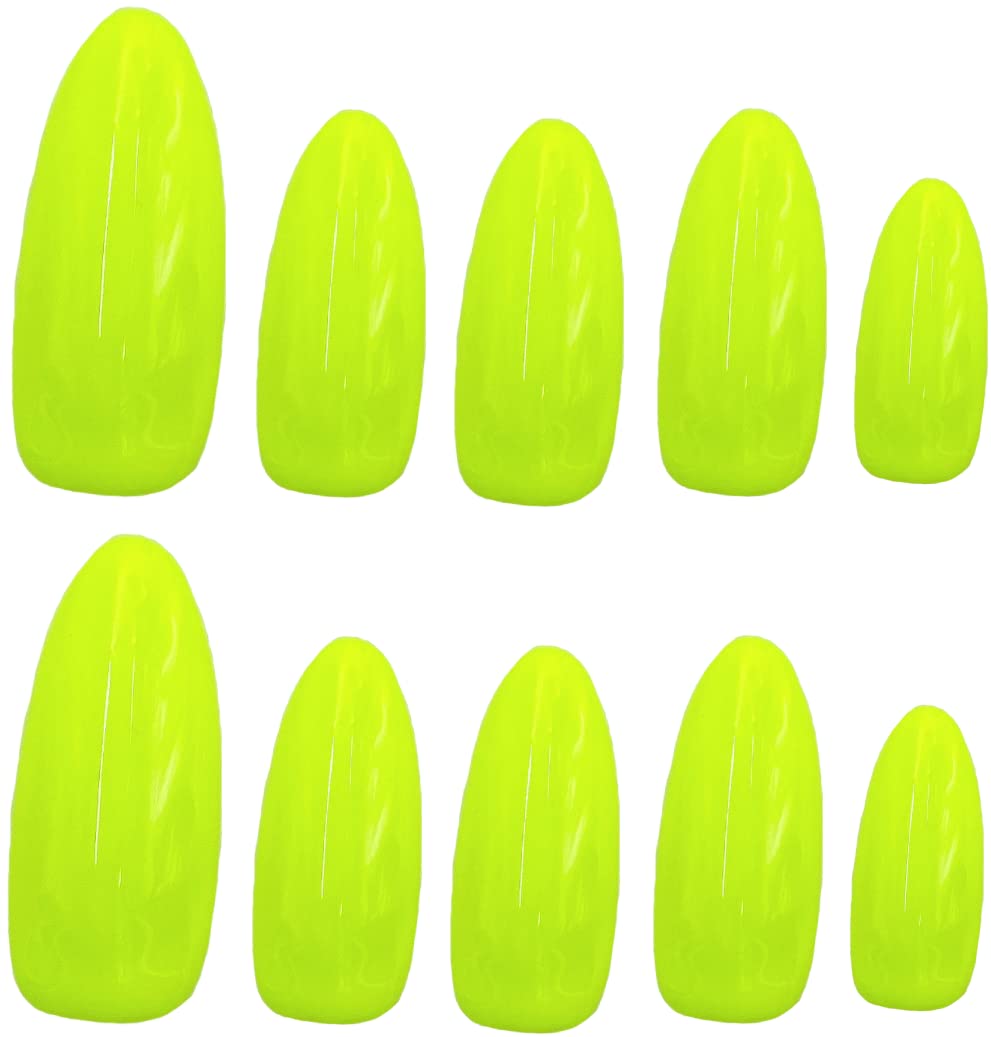 

Fluorescent yellow neon color nail single made in tips, color, simple, long, pointed, Japan. жёлтый