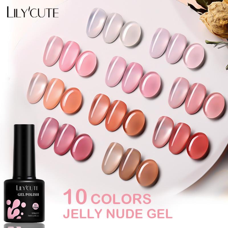 LILY'CUTE Pink Sheer Gel Polish - Ice Sheer Nude & Rose Jelly Gel Series