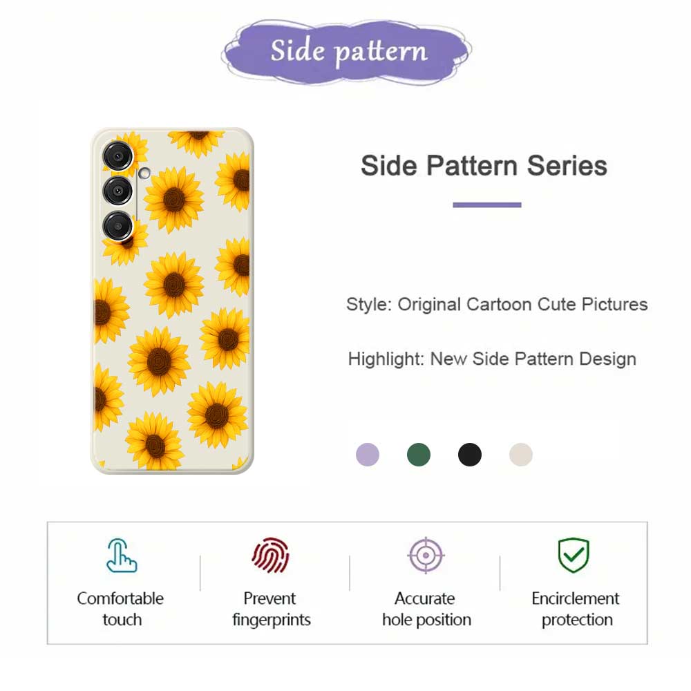 For Samsung Galaxy A16 5G/4G Case Sunflowers Pattern Printing Straight Edge TPU Phone Back Cover