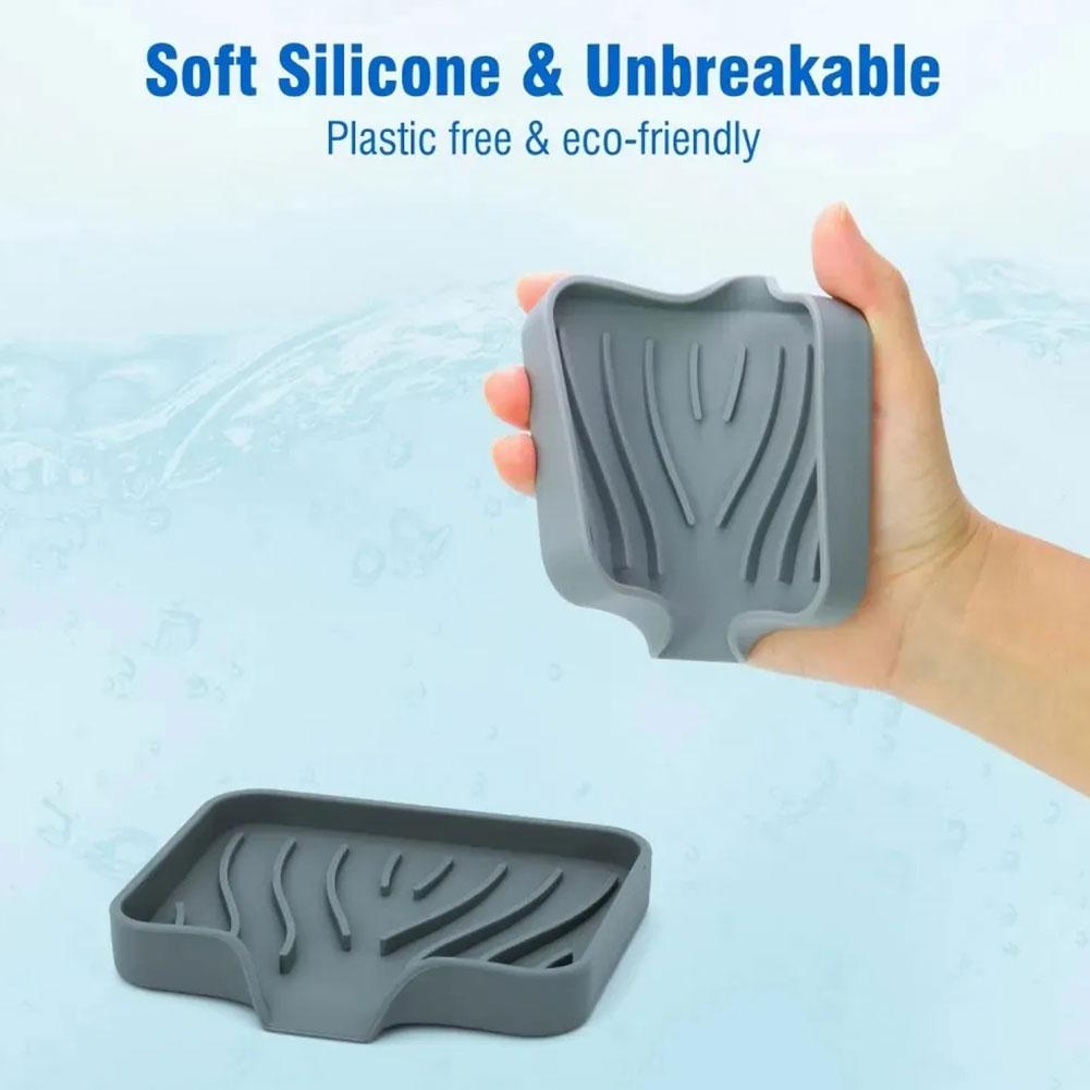 Silicone Kitchen Sink Tray Soap Storage Holder With Drain Anti-slip Creative Washing Table Soap Tray Free Punch Drain Rack