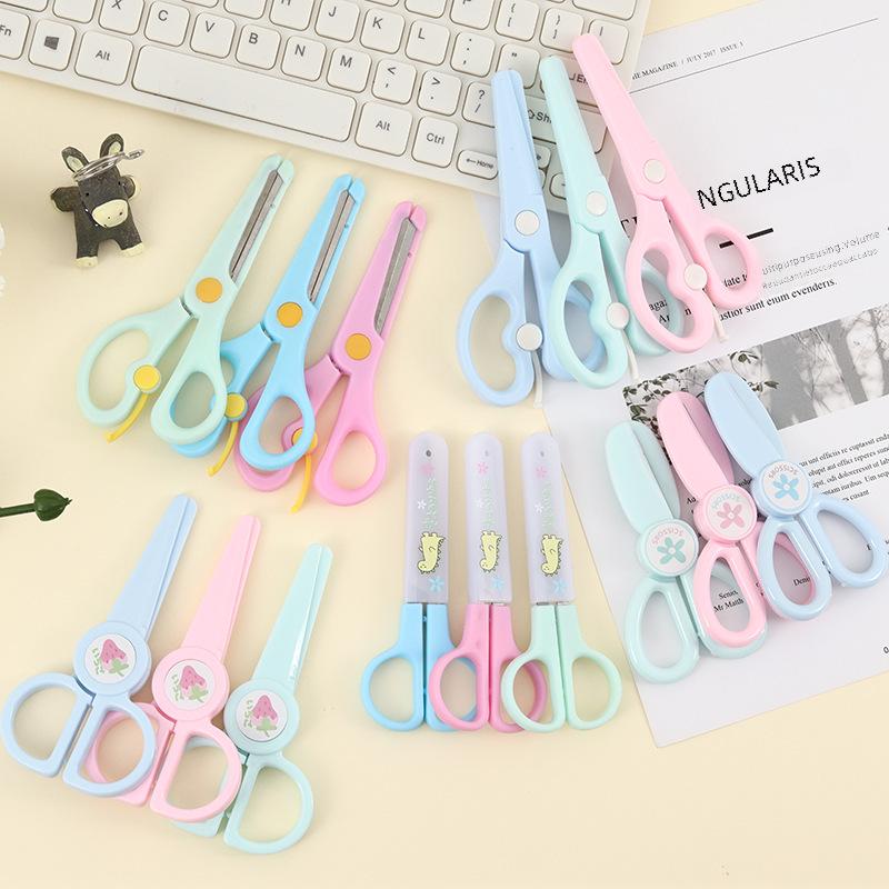 Lidemei Stainless Steel Children's Safety Scissors - Macaron Color for Students and Art Projects