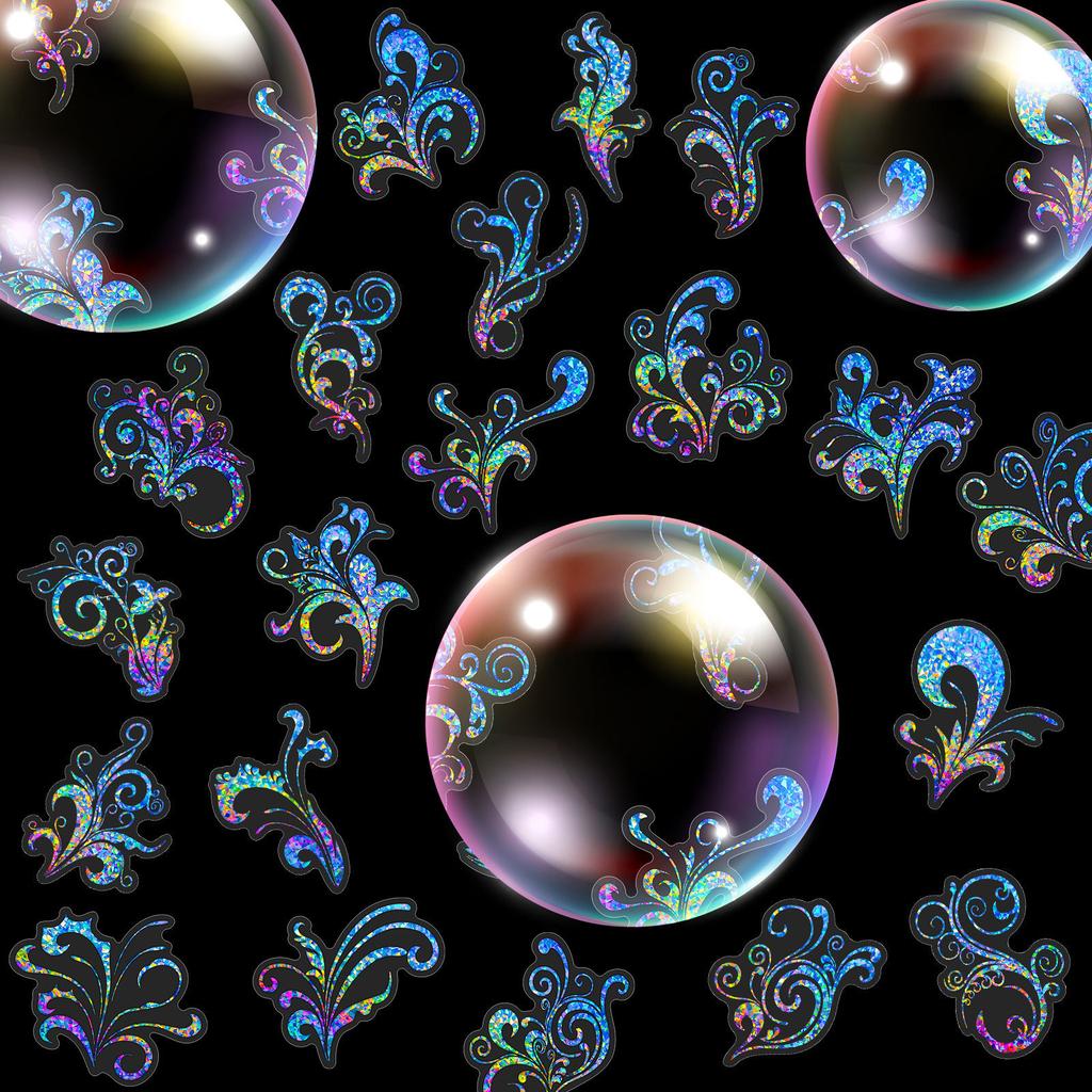 50 Transparent Laser Pattern Tattoo Laser Handbook Material Decoration Stickers PET Transparent Retro Guka Stickers