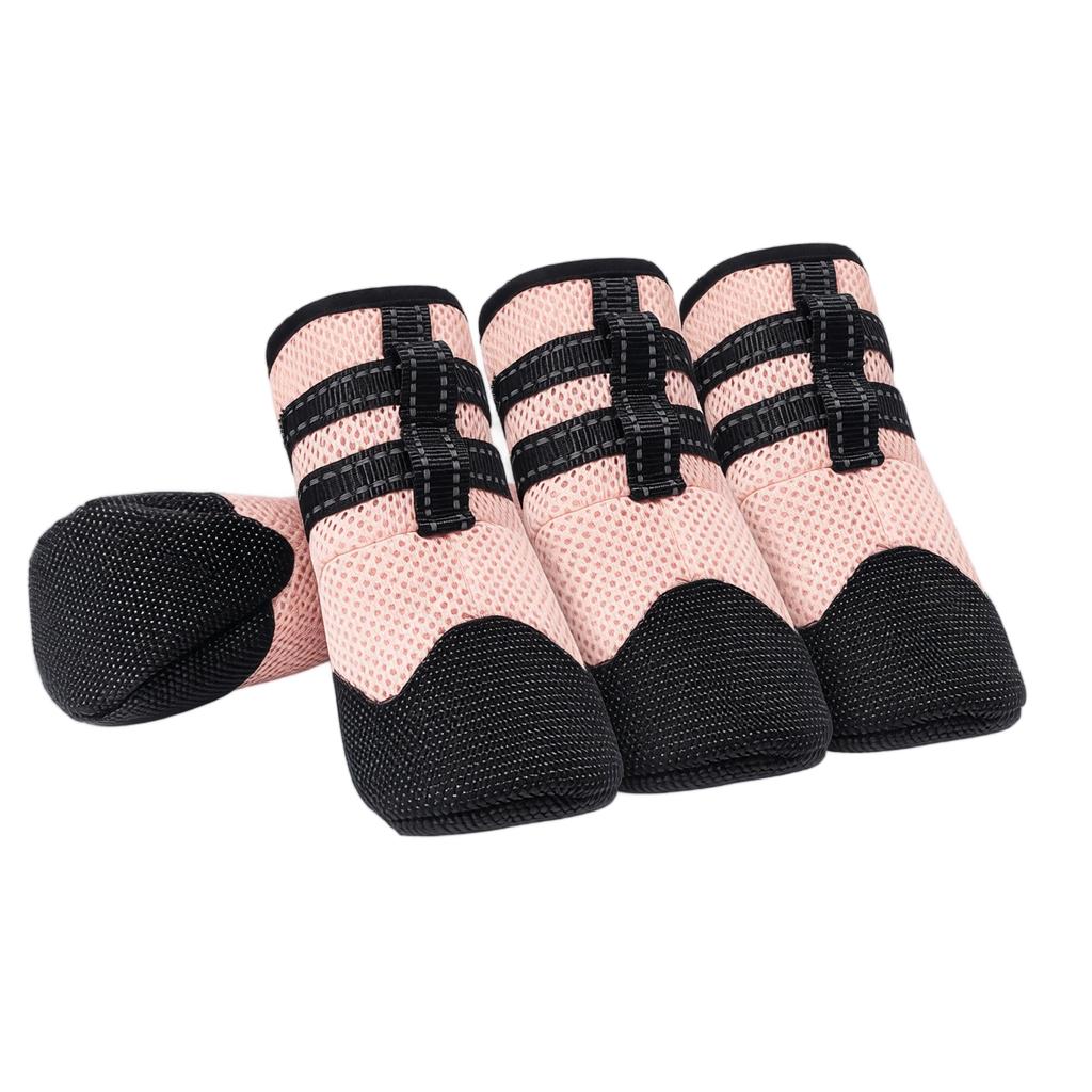 Dog Boots with Breathable Non- Soles, Heat and, Reflective Strips and Adjustable Straps for Outdoor Walks