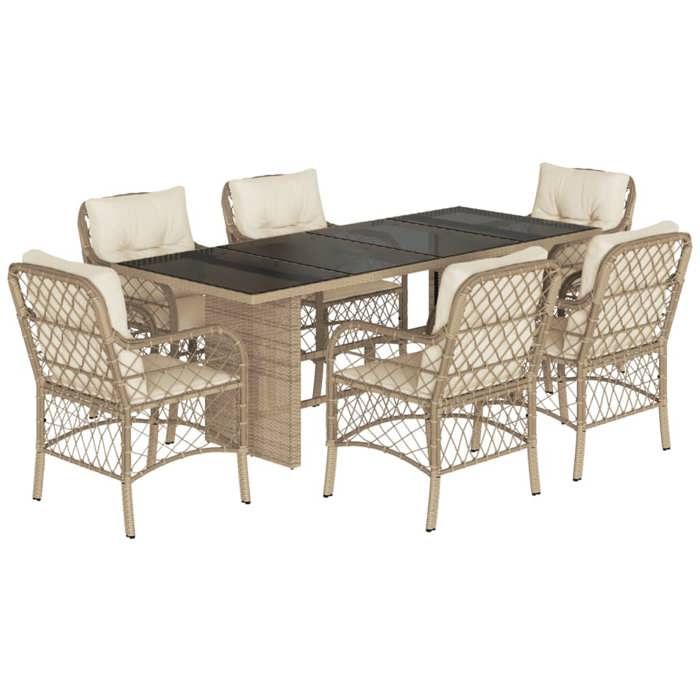 VidaXL Garden Dining Set with Cushions 7 Pcs, Patio Table and Chair, Patio Furniture, Outdoor Furniture, 3212062