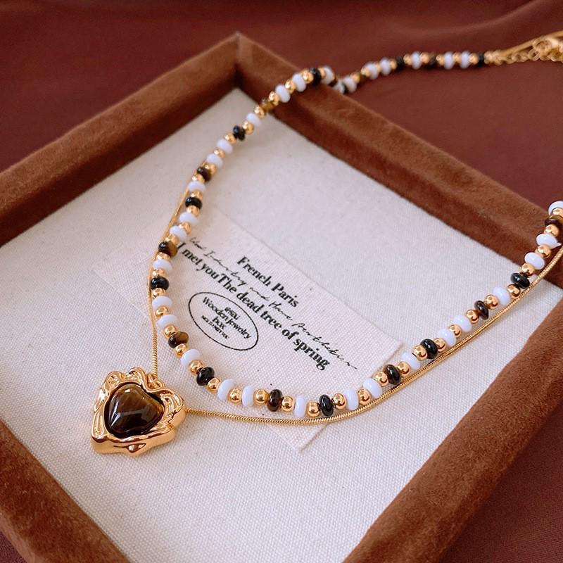 Sun & Stone Pendant Necklace - Titanium & Stainless Steel Clavicle Chain Jewelry