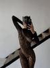 Sexy Leopard Mesh Bodystocking One Piece Crotchless Lingerie Long Sleeve Transparent Jumpsuit Mesh Tights Clubwear For Women
