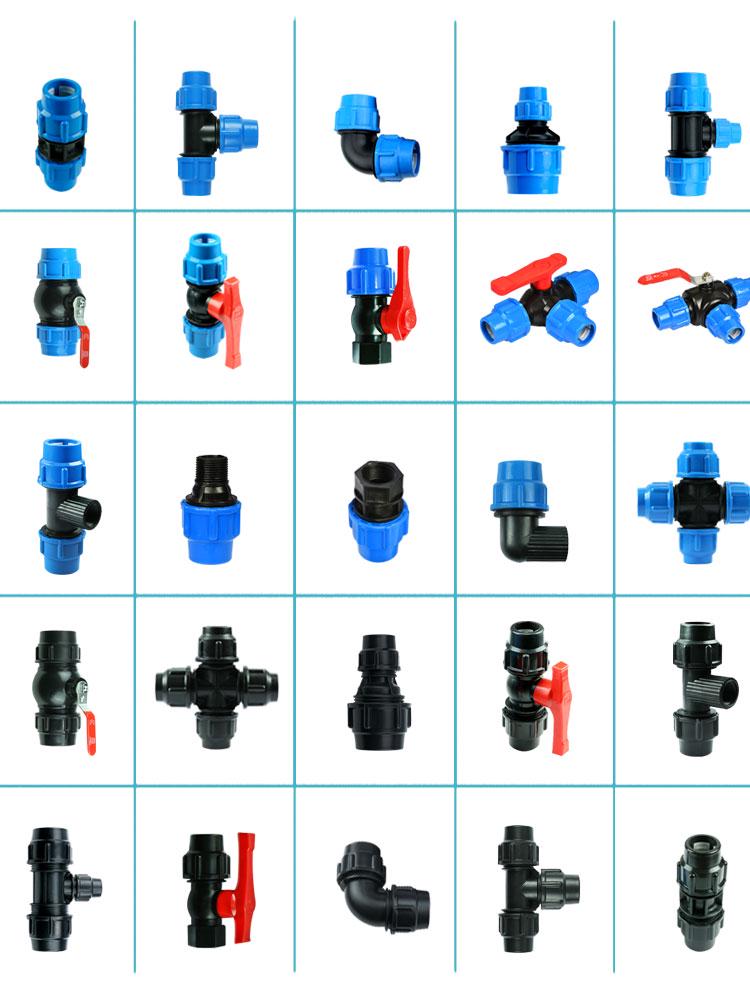 PE Pipe Quick Connect Three-Way Valve with Direct Elbow and Male/Female Threads