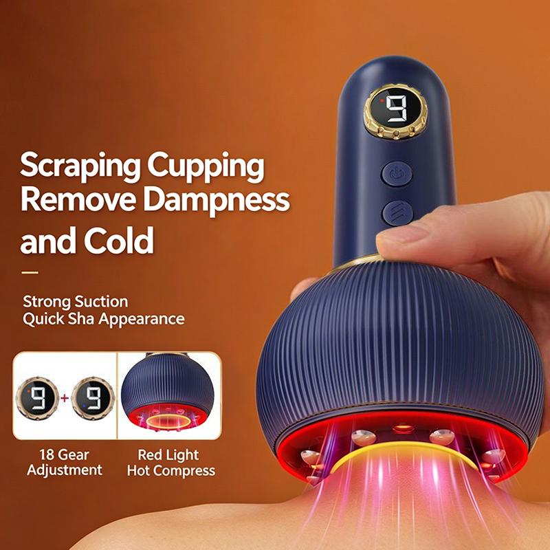USB Genopladelig Mavemassager 9 Niveauer Til Varm Kompres og Justerbar Guasha Sugekop Intensitet Arm- og Benmassage