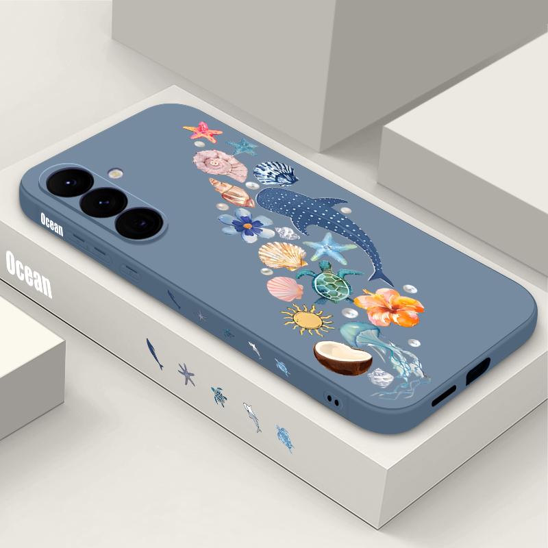 Shark Ocean Fish Print Case For Samsung Galaxy S26 S25 Ultra S24 S23 S22 Plus S21 FE A15 A16 A17 A35 A36 A54 A55 A56 5G Soft Cover