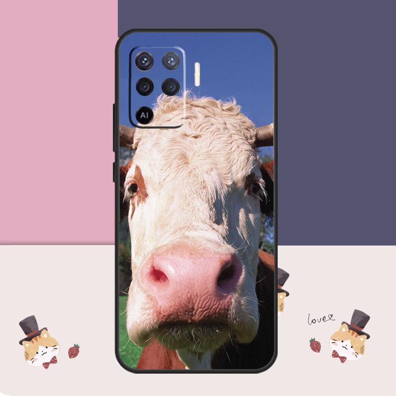 Funny Cow Face Case For OPPO A57S A54S A53S A96 A76 A5 A9 A15 A16 A17 A18 A78 A98 A54 A74 A94 A52 A72 A77
