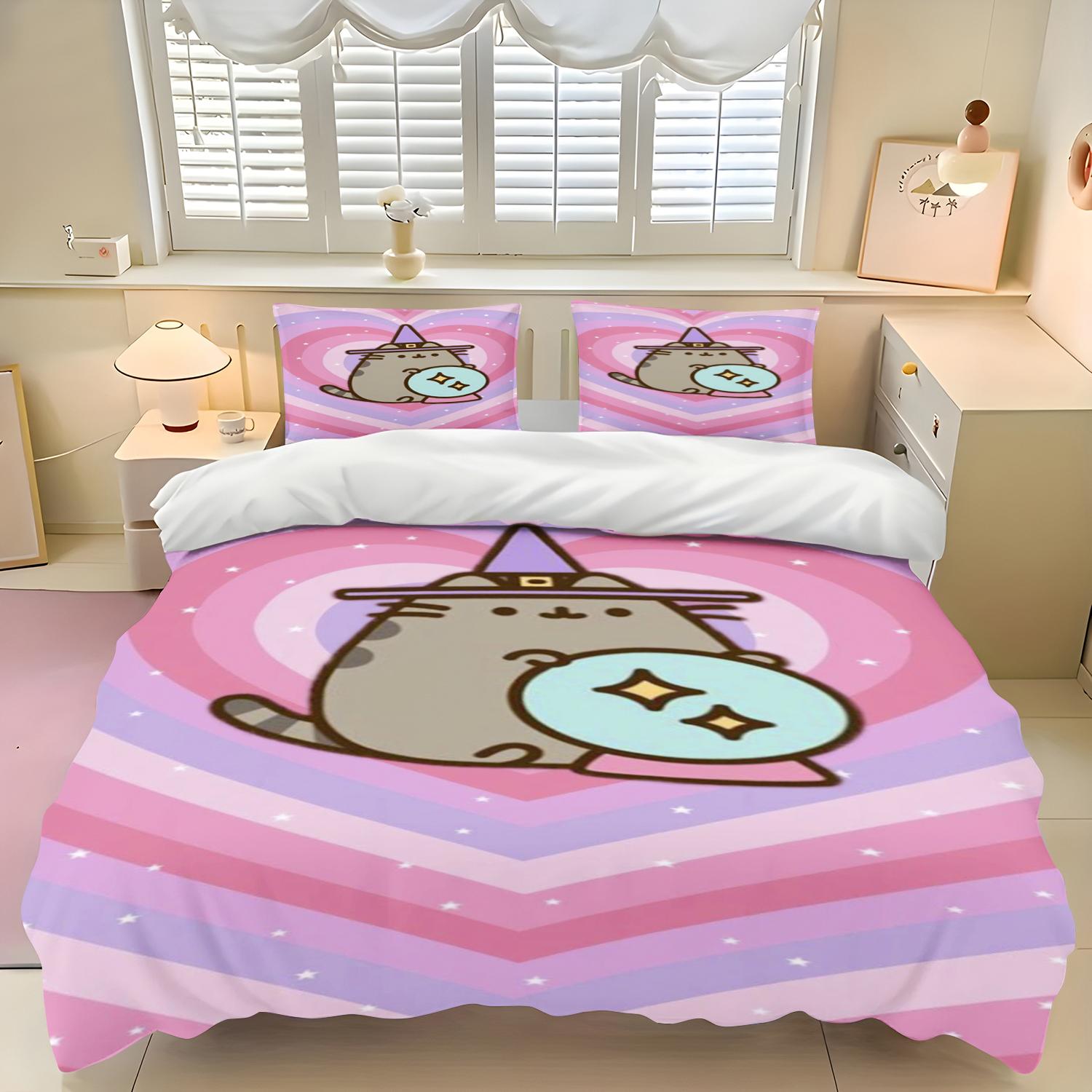 

Підковдра Наволочка Комплект постільної білизни Мультяшний P-PusheenS Кіт Дорослий Хлопчик Дівчинка Декор Спальні Дитячий Односпальний Двоспальний Великий Розмір 90x200cm