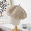 Women's New Autumn and Winter Big Head Circumference Showing Small Simple Beret British Retro Octagonal Painter Hat Trend