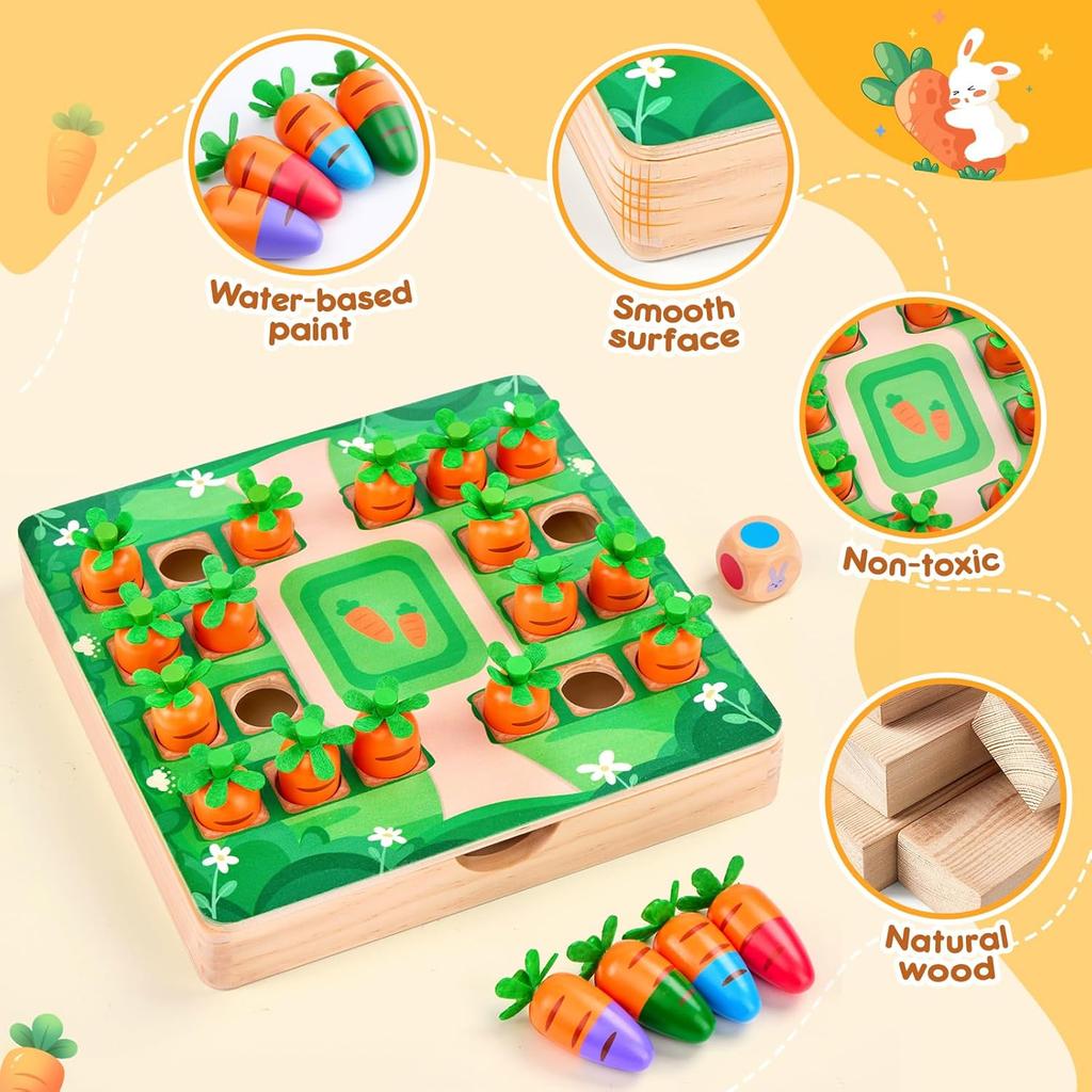 Wooden Memory Game, Montessori Toy from 3 4 Years, Memory Chess Children Intellectual Chess Board,  Travel Board Games from 3 -8 Years