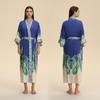 Yaoting European and American satin long-sleeved pajamas women's long loose and comfortable nightgown printed loungewear WP1981