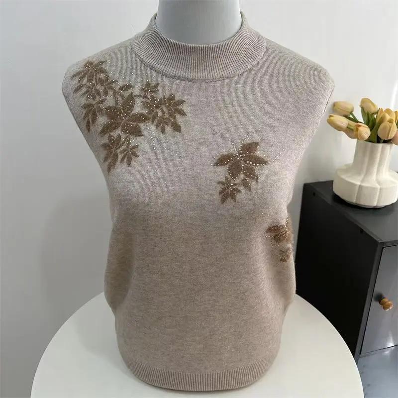 Plus Velvet Thick Sweater Mother Extra-thick One-piece Velvet Knitted Bottoming Shirt Warm Knitted Top Women
