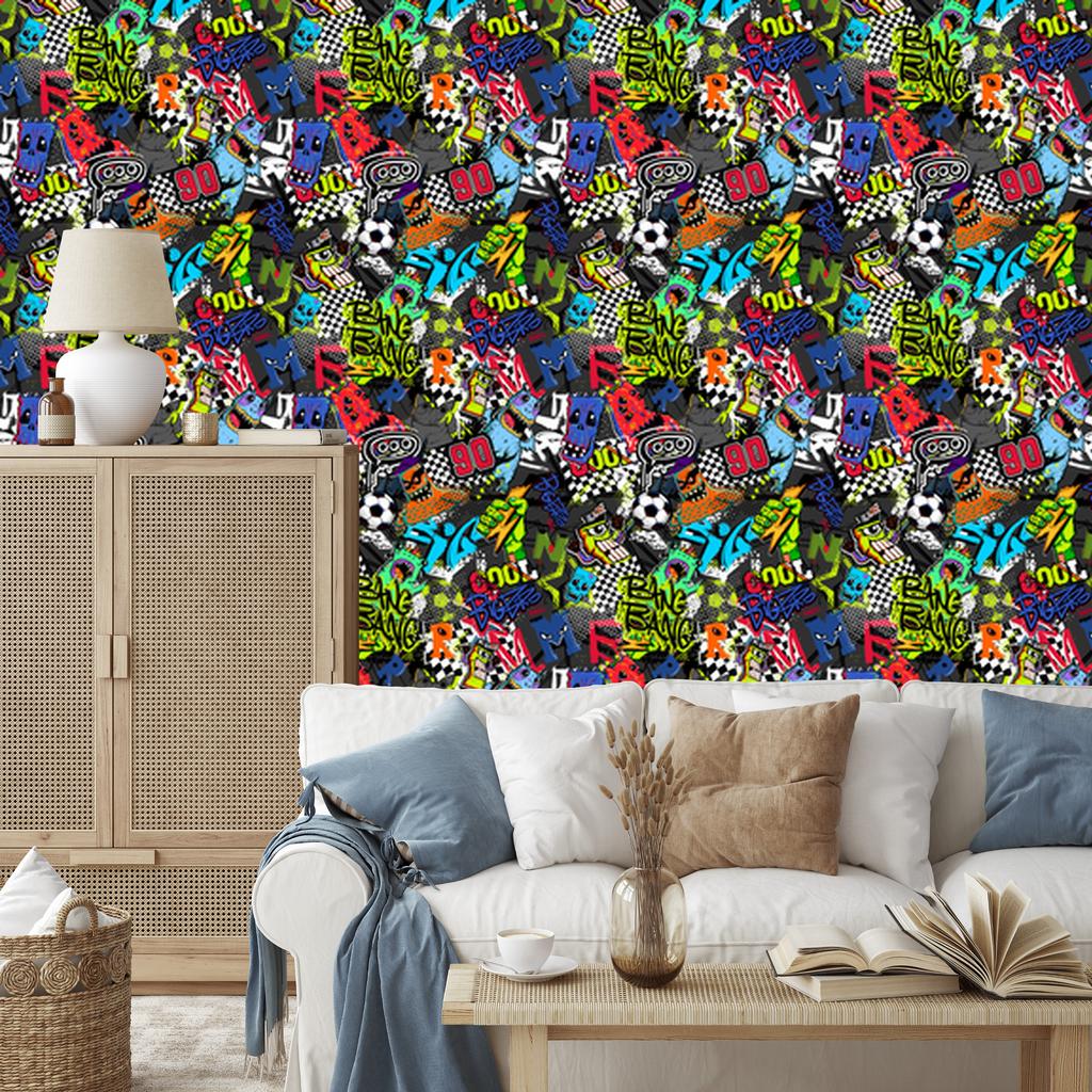 Sports wallpaper for football graffiti for living room and bedroom 50x1000