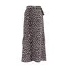 French Style Wrap Midi Skirt Leopard Print Straight Split Elegant Womens