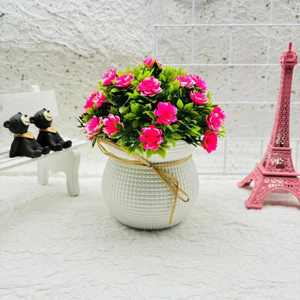 Artificial Chrysanthemum Indicum Hemisphere Potted Plant With Plastic Material For Home Decor