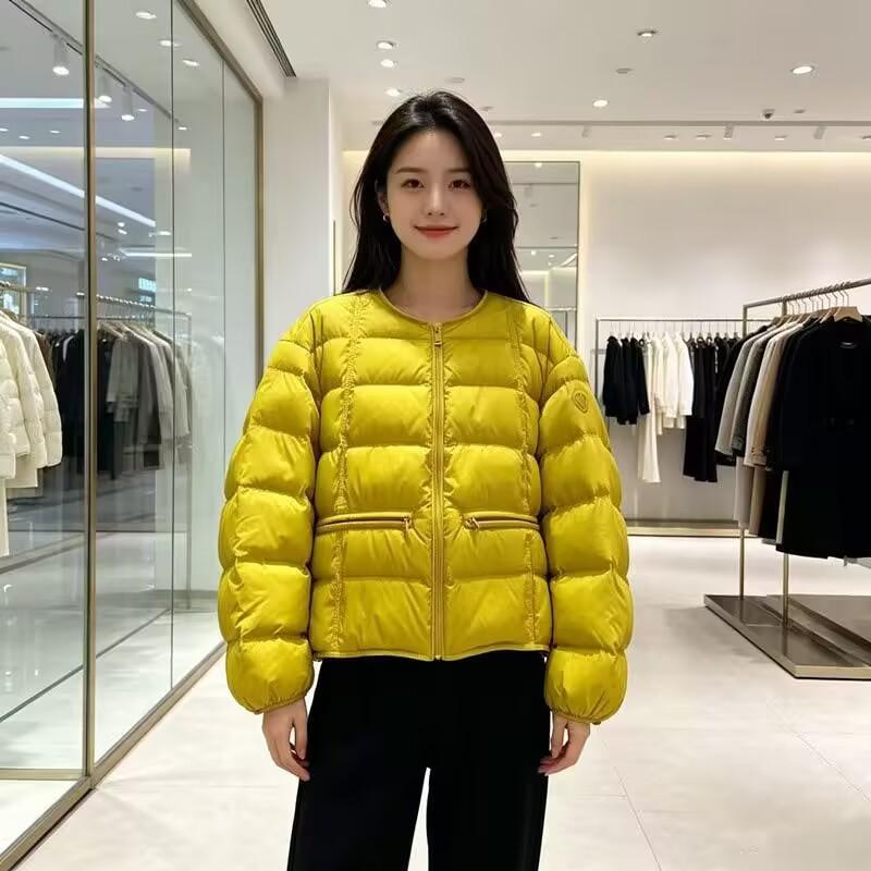 Womens Short Puffer Jacket 2026 Winter Loose Fit Round Neck Duck Down Coat Petite Plus Size