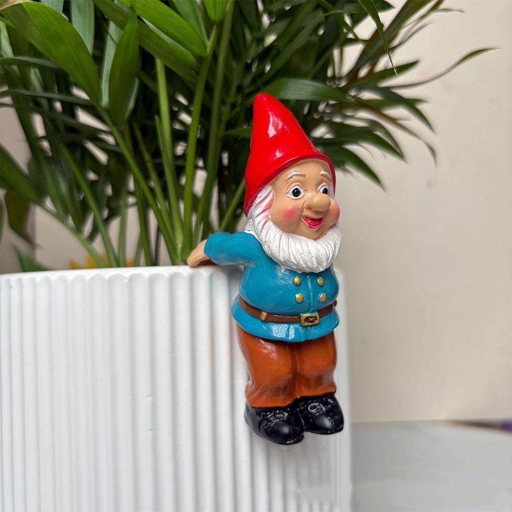Resin Crafts Dwarf Hanging Flower Pot Cute Climbing Gnome Figurines  Home Decor