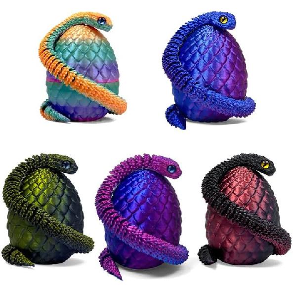 5PCS 3D Printed Snake Eggs with 11.8 Inch Snake Inside, Home Office Decor Executive Desk Toys for Autism/ADHD, Perfect for Easter Gifts, Collectibles