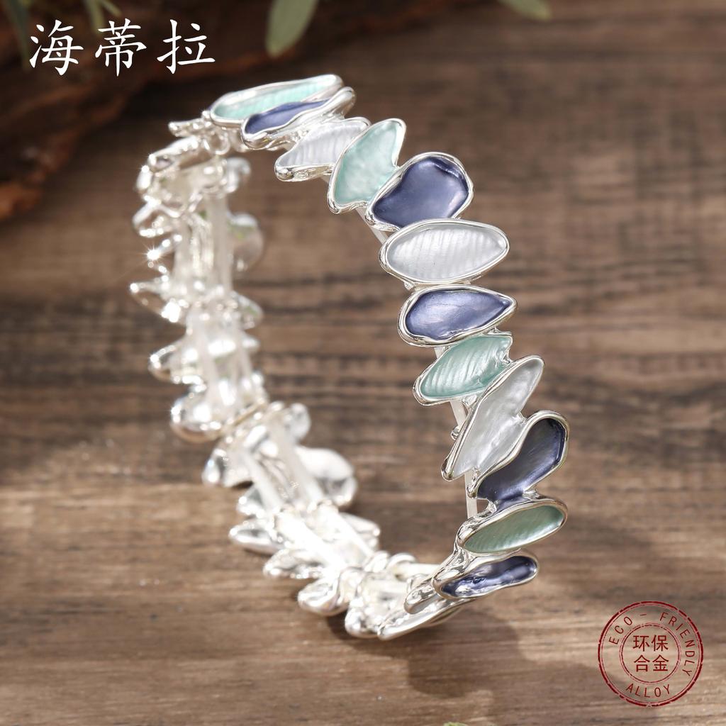 Farbige Malerei Öl Geometrische Blüte Elastisches Armband Klein Frisch Damen Vielseitig Unregelmäßige Blüte Armband