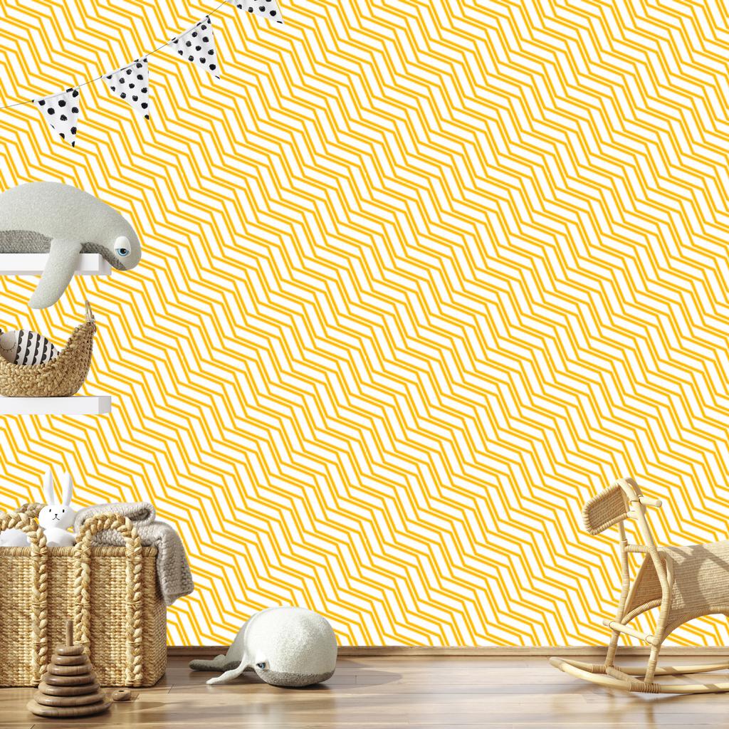 Wallpaper Geometric Pattern Cream, White and Gold 50x1000