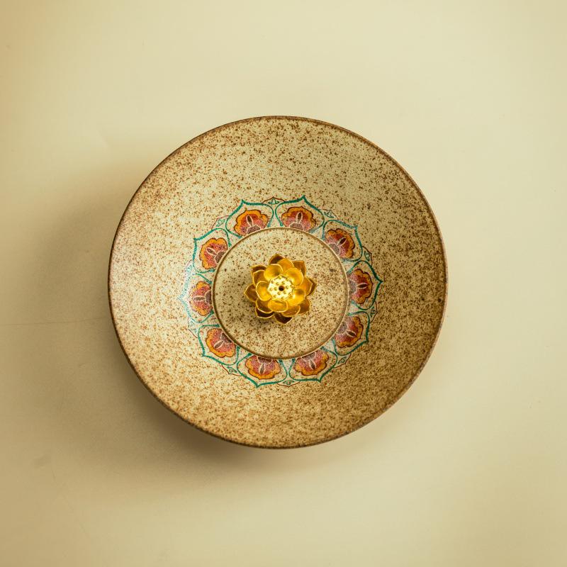 Dunhuang Auspicious Lotus Ash-Free Incense Burner and Holder Tray