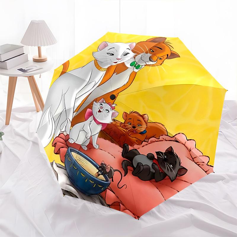 Cats, Aristocats Themed Automatic Opening and Closing Umbrella, Brightly Colored 8-rib Portable Umbrella, Suitable for Men and Women, A Perfect Gift F