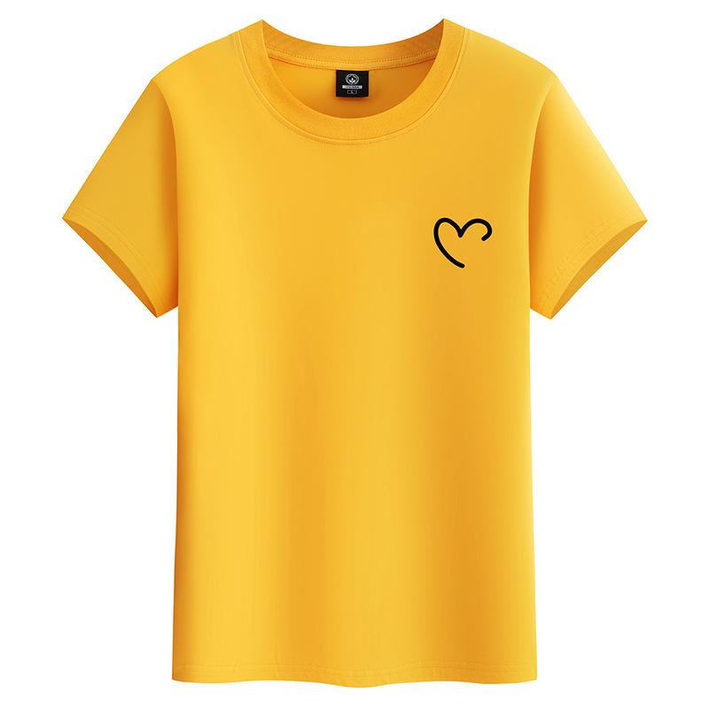 Heart Shape M-6XL Pure Cotton Mens Short-sleeved T-shirt Round Neck Boy Casual Tee Shirt