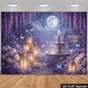 Magical Night Fountain Backdrop, Wisteria & White Roses Photo Banner for Events