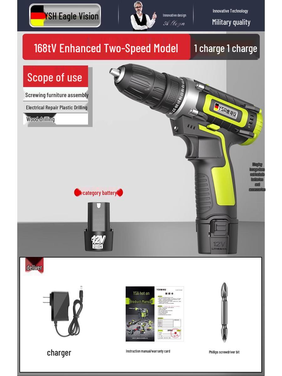 

Brushless Cordless Drill: Impact, Rotary Hammer, and Electric Screwdriver Functionality with Lithium Battery