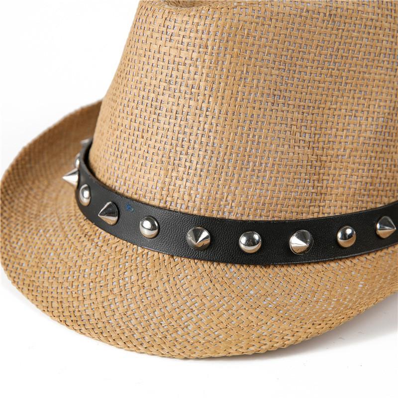 Wide Brim Paper Straw Hat Women Men - Breathable Sun Classic British Style Fedora With Rivet Detail