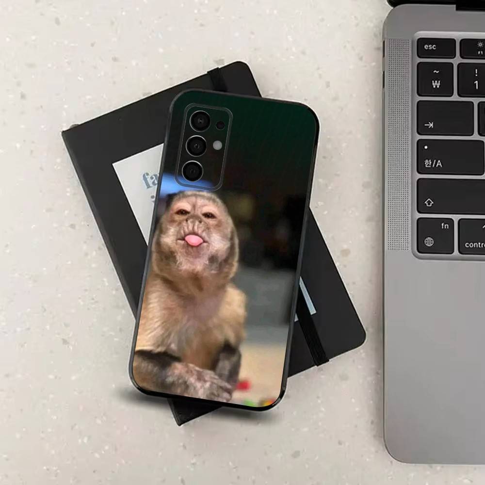 Cute Funny Monkey For Samsung Galaxy A73,31,71,53,32,72,Note,22,41,8,9,52,J7,Soft Black Silicone Cover Case
