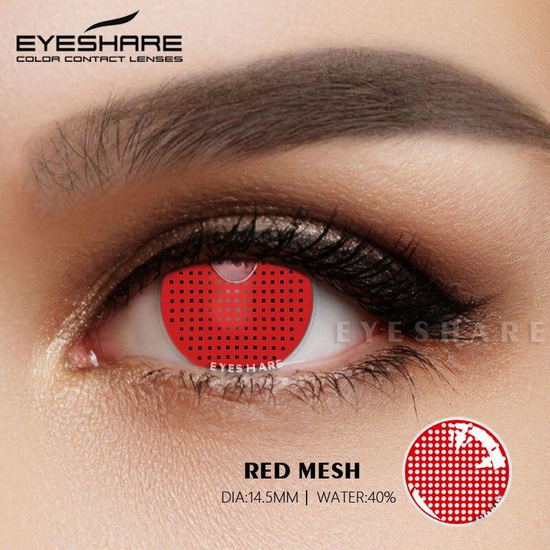 Eyeshare Lentes de contacto de colores para ojos, 1 par, lentes de colores para Cosplay de Anime, lentes de contacto rojos locos para Halloween, maquillaje de belleza