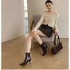 High-heeled Short Boots for Women - New Style Leather Soft Pointed-toe Low-heeled Shoes