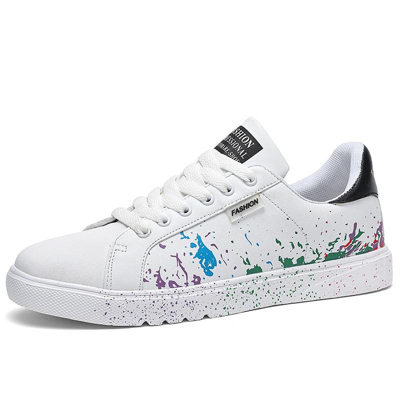 

Couple Four Seasons Inkjet Board Shoes McQueen Leather Tide Hong Kong Style Student Low Top Casual Shoes Breathable Men s Shoes 2025 36