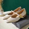 Fashion Women Mary Janes Pumps Square Toe 2025 New Autumn Chunky Heel Shoes Genuine Leather Shoes for Women Elegant Buckle Laides Shoes