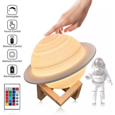 13/16/22cm 3D Print Saturn Night Lamp 16 Colors Remote Touch Control Bedside Lamps Bedroom Decoration Moon Light Children Gifts
