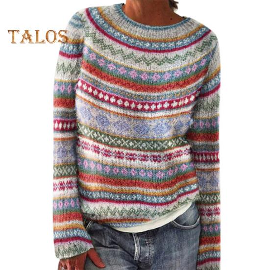 

Женский свитер с круглым вырезом, длинным рукавом, графическим принтом, пуловер, свитер свободного кроя, толстый теплый трикотаж, повседневная одежда XXXL синий