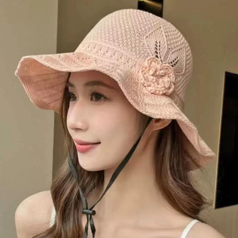 Hat Female Sun Protection Sun Hat Hollow Breathable Bucket Hat Outdoor Travel Sun Protection Beach Sun Hat