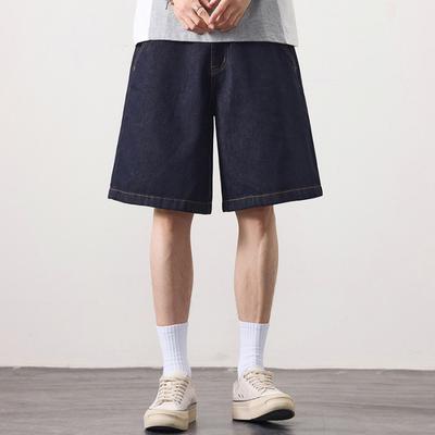 Working Denim Shorts Men's Fat Man Loose Straight Wide-leg Five-point Mid-pants