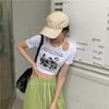 Print T Shirt Women Summer Short Sleeve Tee Fashion Hollow Out Tank Tops Casual Crop Top Female T-shirt