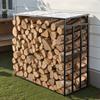 Firewood Rack with Sloped Roof, 143cm Outdoor Firewood Holder, 1/4 Cord Log Storage Shed, 299kg Max Weight Capacity, Powder-Coated Metal Wood Storage