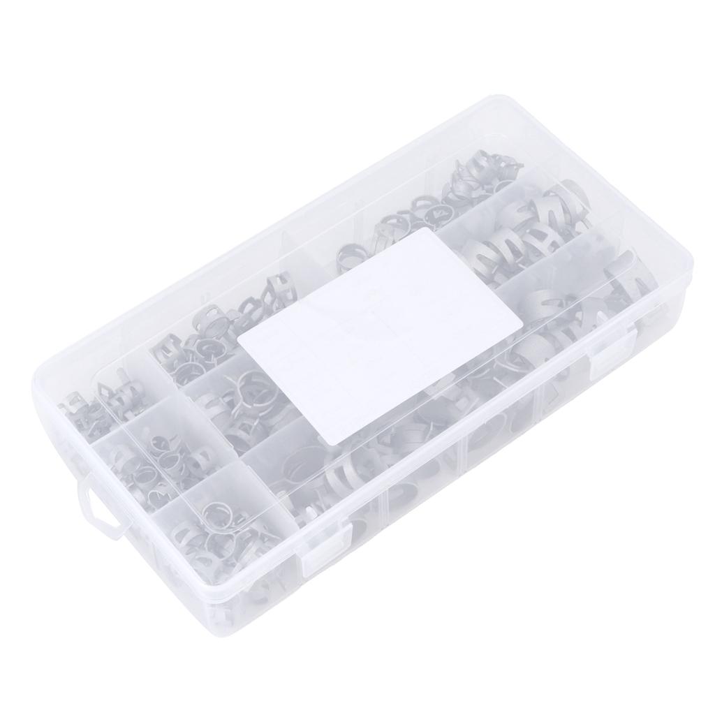 160Pcs Hose Clamps Silver 304 Stainless Steel Spring Clip for Fuel Diesel Petrol Pipe