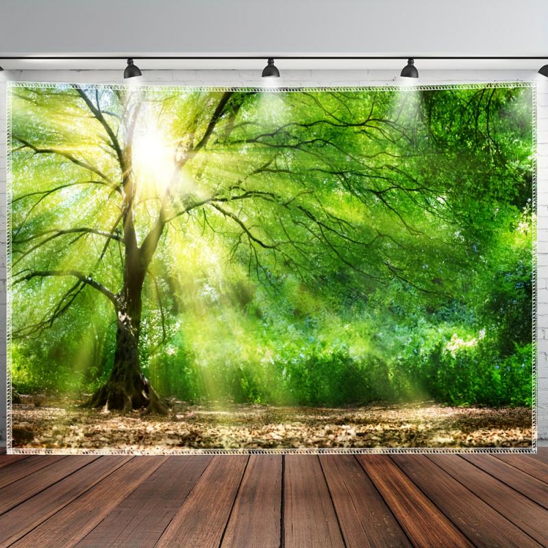VIKAMA Sunshine Forest Tree Tapestry Natural Scenery Forest Beam Background Cloth Healing Forest Living Room Room Decoration