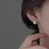 Real 925 Sterling Silver Brushed Curved Surface Mini Hoop Earrings For Women Party Classic Fine Jewelry Small Niche Accessories