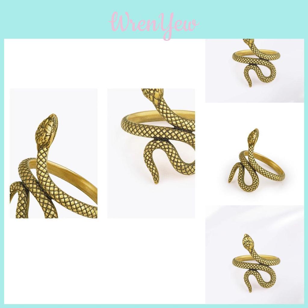 Elegant Vintage Copper Snake Ring For Women Adjustable Retro Fashion Accessory