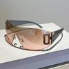 Y2K Rimless Punk Monolithic Sunglasses Women Goggle New Luxury Brand Shades Suns Glasses Female Five Star Wrap Around Eyewear
